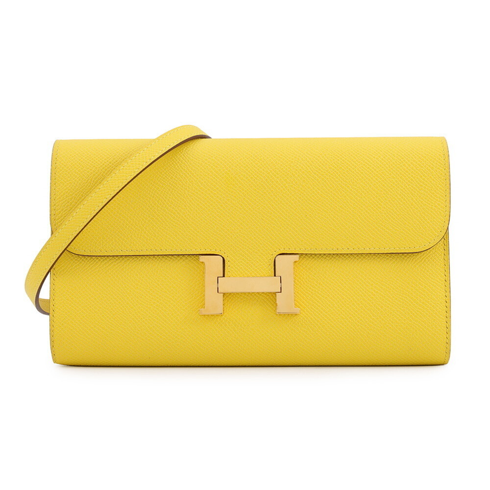 Hermes Constance To Go Long Jaune Naple Epsom Wallet with W Stamp. wallet, sh...